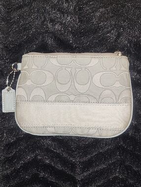 Coach Gray Signature Coin Pouch